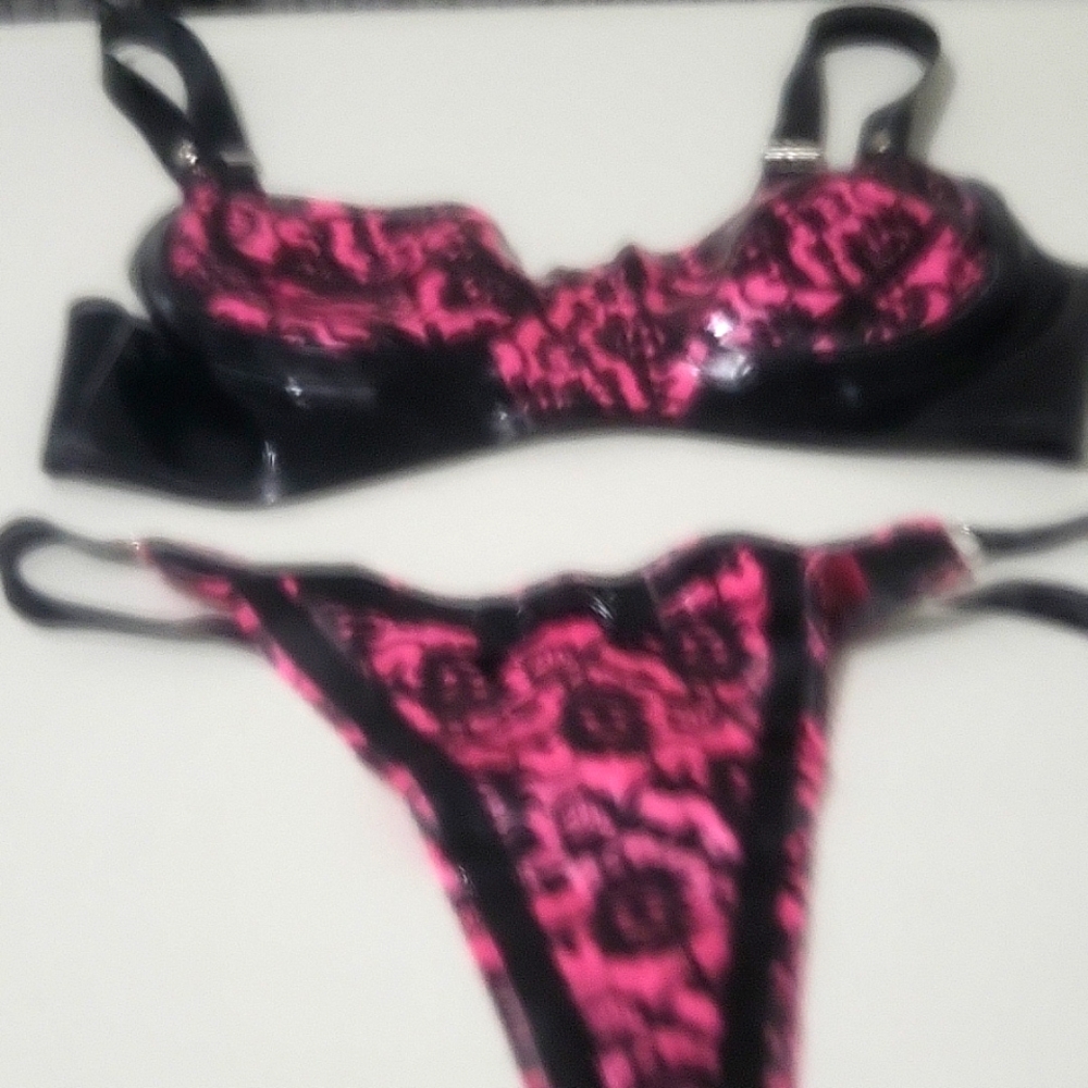 Two piece lace look latex set